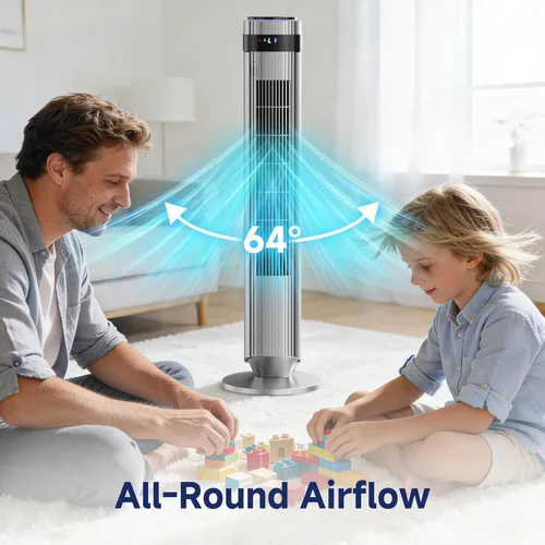 Miniatura 6 de 36 Inch Tower Fan for Bedroom, 22.3ft/s Velocity Standing Fan with 28dB Quiet for Sleep, Remoter, LED display, 5 Speeds, 4 Modes, 12H Timer, Grey