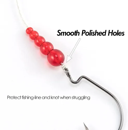 Miniatura 3 de Dr.Fish Paquete de 50 cuentas de pesca apiladas, cuentas de trucha, suministros para hacer señuelos, aparejo de lucioperca, hilandero de pesca