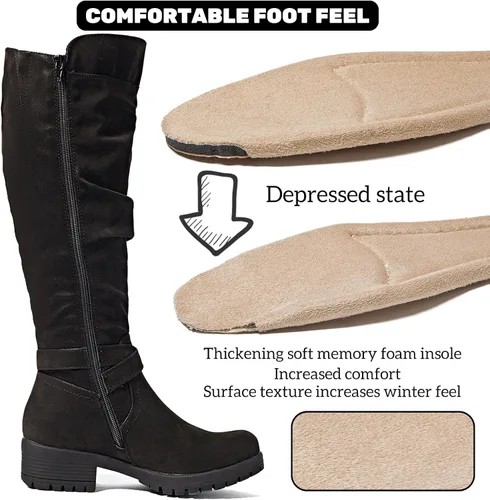 Miniatura 3 de Botas altas hasta la rodilla para mujer, elegantes y cómodas, con punta redonda, cierre de cremallera lateral, para otoño e invierno para mujer