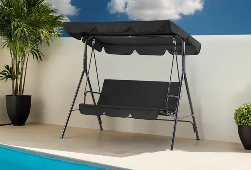 Miniatura 3 de MCombo - Silla de columpio para patio al aire libre, sillón balanceable con toldo ajustable para 3 personas, cojines extraíbles, 4003