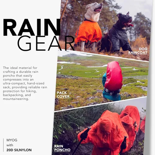 Miniatura 6 de emma kites Tela de nailon Ripstop 20D negra impermeable de 1.2 onzas, revestimiento de silicona de silnylon, ultraligero resistente al desgarro