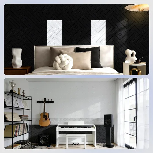 Miniatura 5 de Vieshful Paneles acústicos autoadhesivos, paneles de pared insonorizados de 12 x 12 x 0.4 pulgadas, absorbentes de sonido de alta densidad, paneles