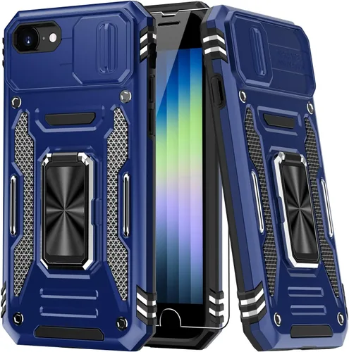 Miniatura 18 de MERRO Funda para iPhone 13 Pro con protector de pantalla, protección de cámara deslizante, funda resistente de grado militar con soporte magnético