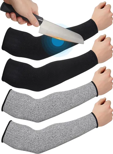 Geyoga 2 pares de mangas protectoras de brazo para piel delgada y moretones, mangas protectoras resistentes a cortes para hombres y mujeres, Negro,