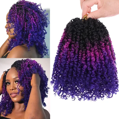 Miniatura 30 de Unionbeauty - Paquete de 8 trenzas de ganchillo Yanky Twist de 6 pulgadas, 8 paquetes, color negro natural, micro Passion Twist, extensiones