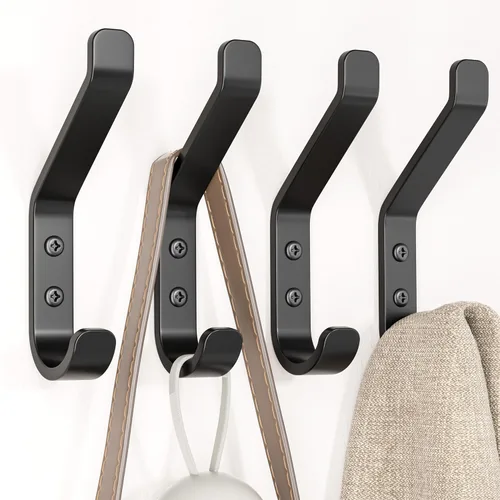 Miniatura 12 de susswiff Paquete de 10 Ganchos para Colgar Abrigos, 20 LB (Máximo), Ganchos de Pared de Acero Inoxidable para Toalla, Sombrero, Mochila, Llave, Negro