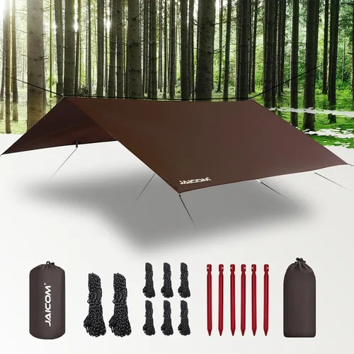 JAICOM Lona Impermeable para Acampar - Toldo para Lluvia de Hamaca de 10X10 pies, Ultraligera y Portátil con Protección UV, Lona para Mochilero,