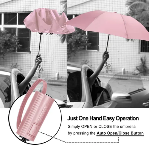 Miniatura 45 de LANBRELLA Paraguas plegable inverso compacto paraguas de viaje a prueba de viento automático