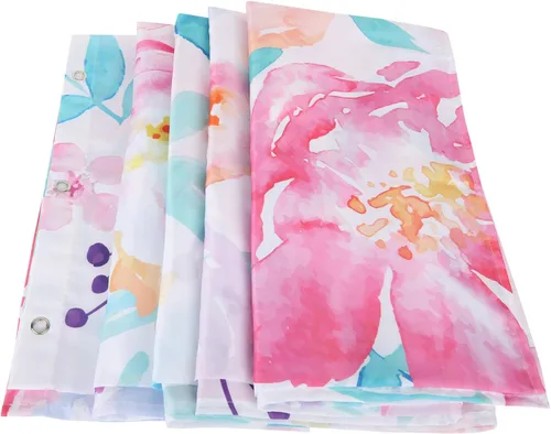 Miniatura 3 de RosieLily Cortinas de ducha florales rosas para baño, cortina de ducha de flores de acuarela para niñas, juego de cortina de ducha con ganchos