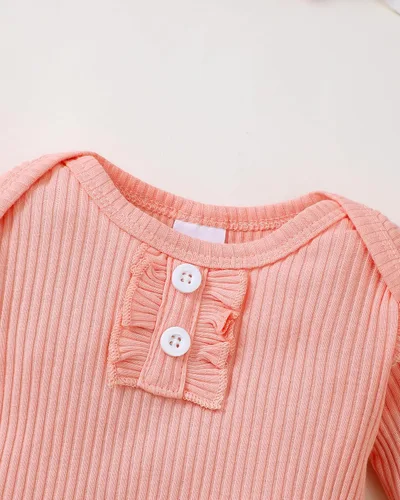Miniatura 51 de Renotemy Conjunto de ropa para bebé recién nacida, mameluco con volantes, pantalones florales, lindo conjunto de ropa para bebé niña