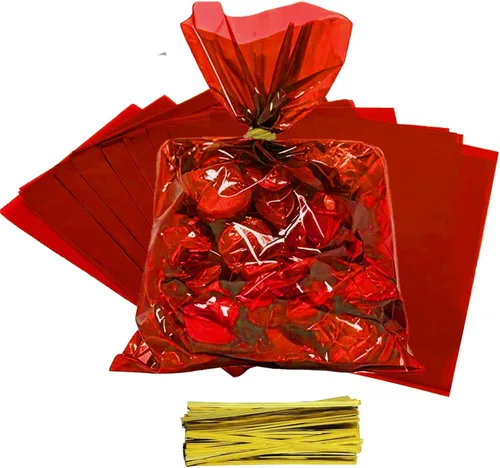 Miniatura 7 de brzikwt 100 bolsas de regalo verdes, bolsas de celofán, bolsas de golosinas, bolsas de golosinas, bolsas de dulces, son adecuadas para San Valentín