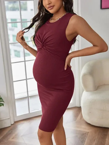 Miniatura 3 de Verdusa Vestido de maternidad para mujer, sin mangas, ajustado, tipo lápiz, sin mangas