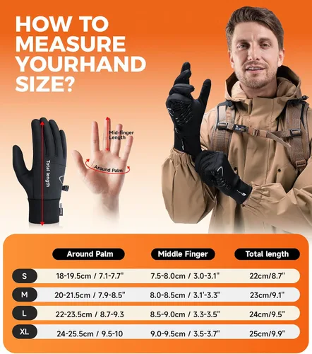 Miniatura 8 de Benirap Guantes de invierno para hombres y mujeres, guantes de invierno cálidos para pantalla táctil, resistentes al viento, antideslizantes