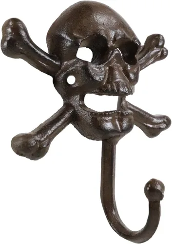 Ebros Gift Paquete de 2 Osario Macabra Halloween Pirata Calavera Espantosa con Esqueleto Crossbones Gancho de Pared Decorativo Colgante