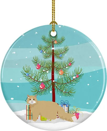 Miniatura 213 de Caroline's Treasures Adorno de cerámica con texto en inglés "Merry Christmas" para colgar en el árbol de Navidad, decoración para el hogar, Navidad