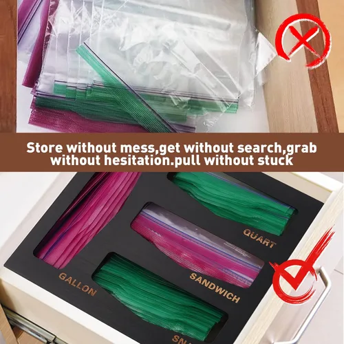Miniatura 3 de Ziplock - Organizador de almacenamiento para cajón de cocina, adecuado para galones, cuarto de galón, sándwich y aperitivos, bolsa de varios