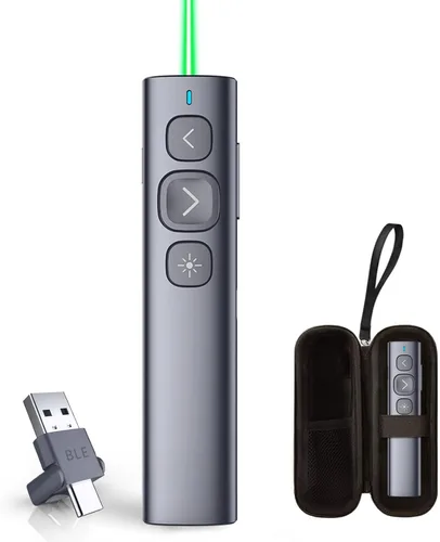 Miniatura 13 de Norwii Clicker de presentación N95, clicker de PowerPoint para control remoto de presentación, puntero inalámbrico recargable, avance de USB A