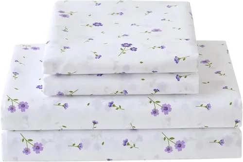Miniatura 31 de Softan Sábanas de flores naranjas para cama de tamaño King, sábanas estampadas con estampado floral – Sábanas bajeras de microfibra suave