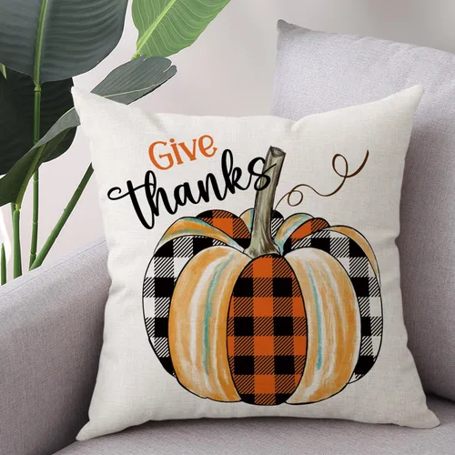 Miniatura 5 de Fundas de Almohada Decorativas de Otoño 18x18 Pulgadas Juego de 4 para Decoración de Otoño Calabaza Gris Camión Feliz Cosecha Granja Decorativas