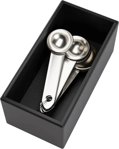 Miniatura 18 de Organizador de cajones de bambú portautensilios para cocina, organizador de almacenamiento de cubiertos de madera pequeña, bandeja de caja apilable