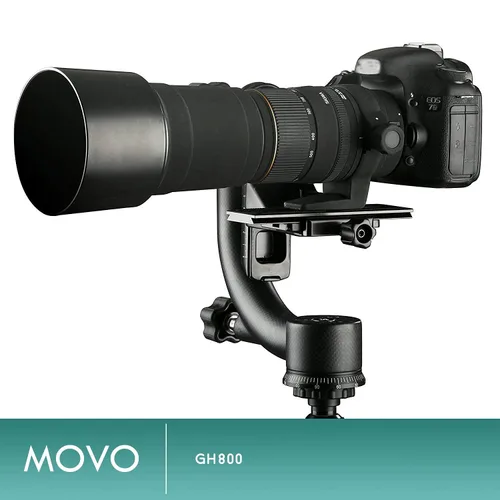 Miniatura 6 de Movo GH800 Cabezal de trípode de cardán profesional de fibra de carbono con placa de liberación rápida Arca-Swiss - para fotografía de aves y vida