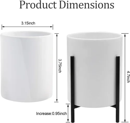 Miniatura 8 de 1 juego de soporte para cubiertos, soporte para utensilios de cerámica blanca con marco de metal, organizador de cocina compacto para tenedores