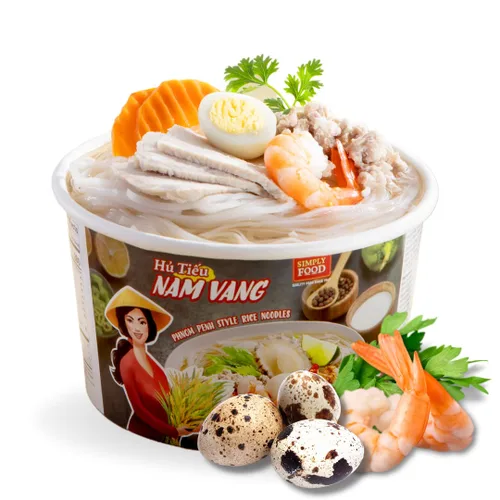 SIMPLY FOOD Fideos instantáneos de arroz Phnom Penh (H Tiếu Nam Vang) – 9 tazones/2.65 oz cada uno – Deliciosos, finos, planos, fideos de arroz