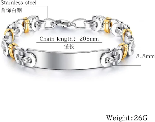 Miniatura 2 de Pulsera bizantina chapada en oro de acero inoxidable personalizado con alerta médica para la conciencia de enfermedades y enfermedades para mujeres