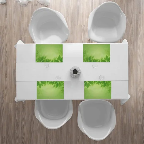 Miniatura 6 de Rectangular Placemats Set of 4, Heat Resistant Green Leaves Background Printed Kitchen Dining Table Mats
