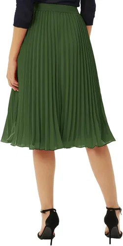 Miniatura 150 de GRACE KARIN - Falda plisada de gasa para mujer, con cintura alta y elástica, vuelo, corte acampanado y longitud por debajo de la rodilla