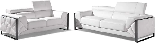 Miniatura 28 de BlackJack Furniture Gianni - Sofá de cuero italiano de grano superior con reposacabezas ajustables de 9 posiciones, patrón geométrico contemporáneo