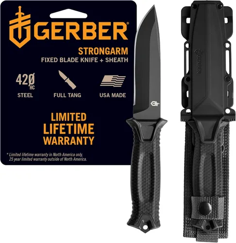 Miniatura 14 de Gerber Gear StrongArm - Cuchilla fija, cuchillo de espiga completa, cuchillo de campamento con múltiples opciones de transporte, fabricado