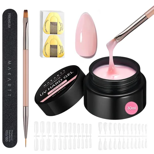 Miniatura 16 de Makartt Arte de uñas de gel 3D: 4 en 1 constructor de gel sólido transparente para extensión, pegamento de uñas UV para uñas acrílicas, diamantes