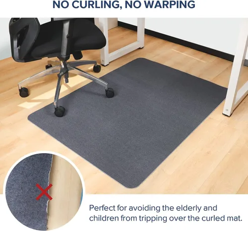 Miniatura 6 de Tapete para silla para suelos duros, QQpony tapete para silla de oficina de 1/6 de pulgada de grosor, 63 x 51 pulgadas, para suelos de madera dura