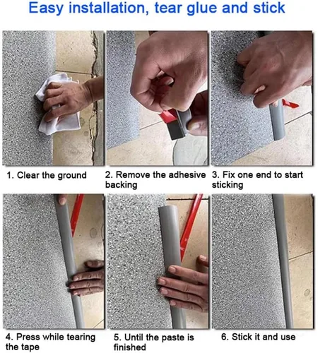 Miniatura 5 de KADEUX Tira autoadhesiva para bordes de umbral, tira de transición flexible para pisos, impermeable, tiras de PVC para cubrir el suelo de Gris