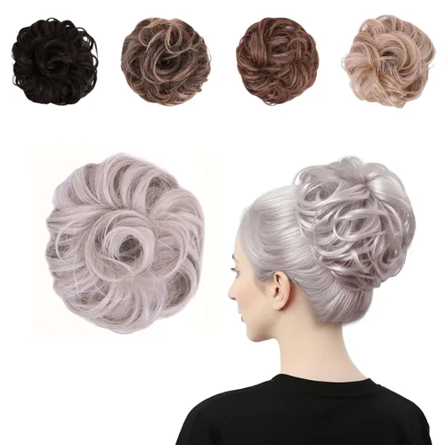Miniatura 18 de Juvabun Messy Bun 2.0 - Extensión de cabello de moño desordenado de color gris claro, suave y ligero, para mujer, uso diario Gris claro 2.0