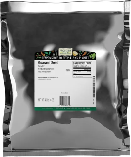 Frontier Co-op Polvo de guaraná, bolsa a granel de 1 libra, polvo puro de semillas de guaraná naturales, ideal para bebidas energizantes y bebidas
