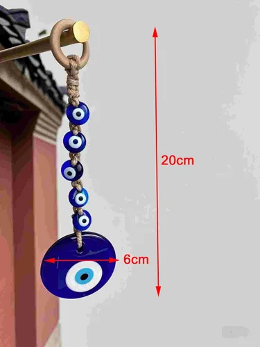 Miniatura 2 de Amuleto de cristal azul de 7.9 pulgadas con amuleto turco griego de nazar de buena suerte, adorno colgante hecho a mano para el hogar, oficina