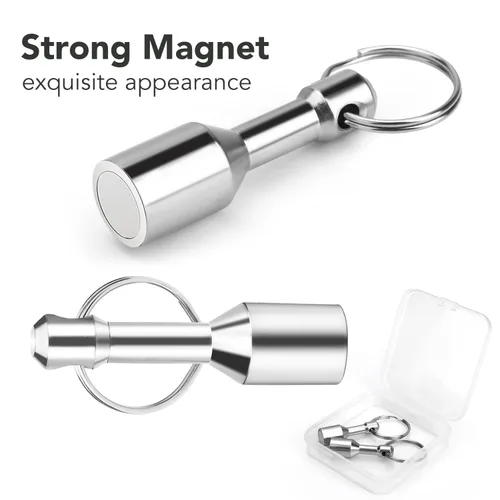 Miniatura 5 de TRYMAG Llaveros magnéticos para probar latón, paquete de 2 llaveros de bolsillo de neodimio con fuerte magnético de tierras raras, imán de prueba