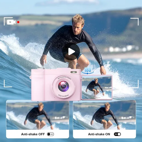 Miniatura 3 de Cámara digital 4K para fotografía con enfoque automático, cámara compacta de 50 megapíxeles con pantalla giratoria de 180°, zoom digital 16X, cámara