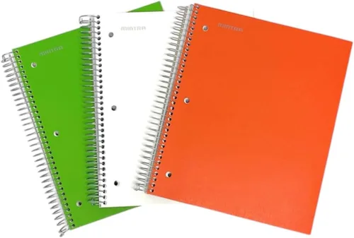 Miniatura 8 de Mintra Office Cuadernos de espiral duraderos, paquete de 3 materias (lavanda, salmón, salvia, rayado universitario)