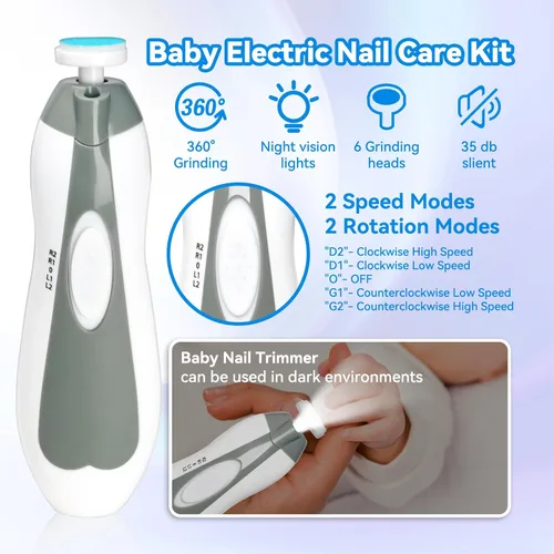 Miniatura 6 de Kit de cuidado de la salud y aseo del bebé, juego portátil de cuidado de seguridad para bebés, kit esencial para recién nacido (gris blanco 20 en 1)
