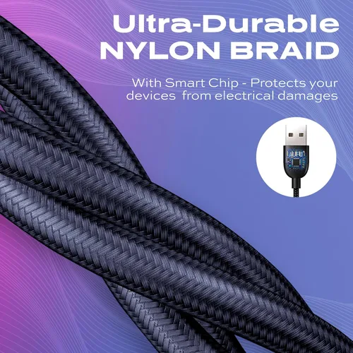 Miniatura 5 de Statik 360 Cable de carga magnético - Cargador tipo C 3 en 1 cable USB C a USB C, puntas Micro USB e iProduct, adaptador USB A, cable de carga