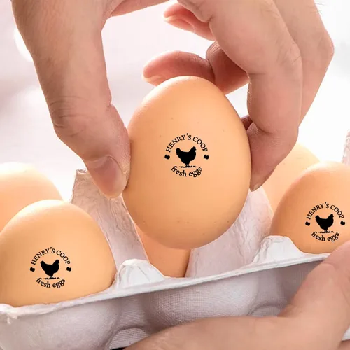 Miniatura 6 de Sello de huevo personalizado para huevos frescos, texto personalizado, impermeable, sello de huevo de gallina con caja de metal, 4 colores y 42