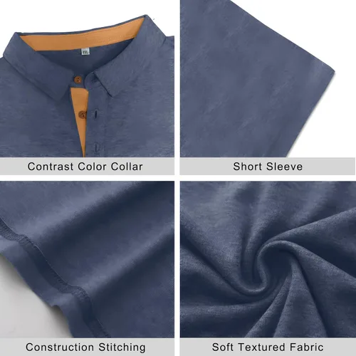 Miniatura 6 de PEGENO Camisetas Polo para Hombre de Manga Corta Camisetas de Golf de Algodón Casual Camisetas Polo de Rendimiento para Hombre