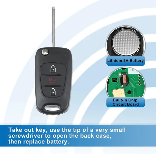 Miniatura 4 de X AUTOHAUX 3 botones Flip Car entrada sin llave control remoto reemplazo llavero proximidad Smart Fob NYOSEKSAM11ATX para Kia Sportage 2012-2013