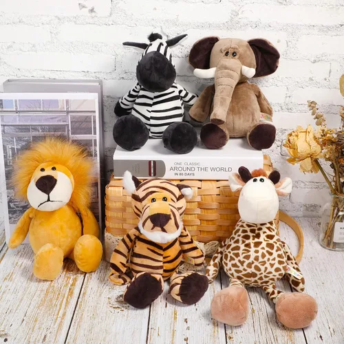 Miniatura 4 de Juego de 5 animales de peluche de safari, incluye leones, tigre, elefantes, cebras y jirafas, animales salvajes de 11.8 pulgadas, juguetes suaves