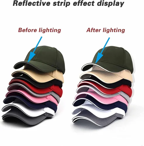 Miniatura 6 de TSSGBL Gorras de béisbol de alta calidad con estructura lisa ajustable de moda en blanco con ala de sándwich reflectante, Medium-X-Large