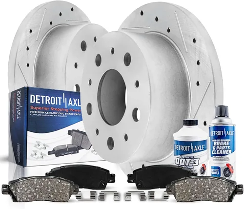 Miniatura 25 de Detroit Axle - Kit de freno trasero para Honda Civic CRX Prelude Acura Integra Rotores de freno perforados y ranurados Pastillas de freno