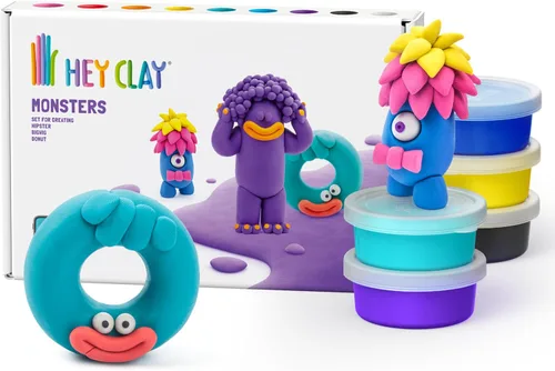 Miniatura 8 de HEY CLAY Colorido modelado de arcilla seca al aire para niños 6 latas con divertidas instrucciones interactivas aplicación - Actividades para niños